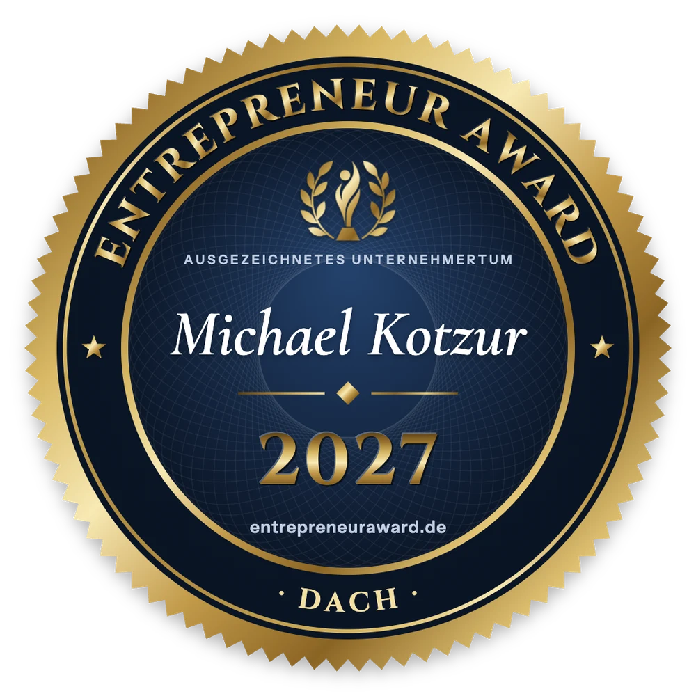 Muster des Award-Siegels: Entrepreneur Award 2027, ausgezeichnetes Unternehmertum